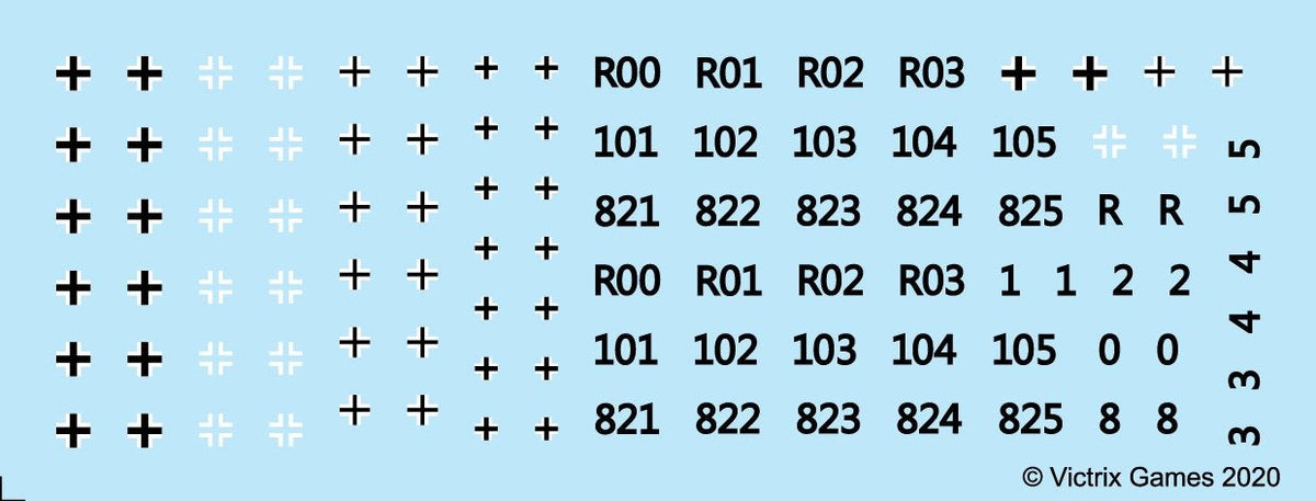 German crosses and black numbers