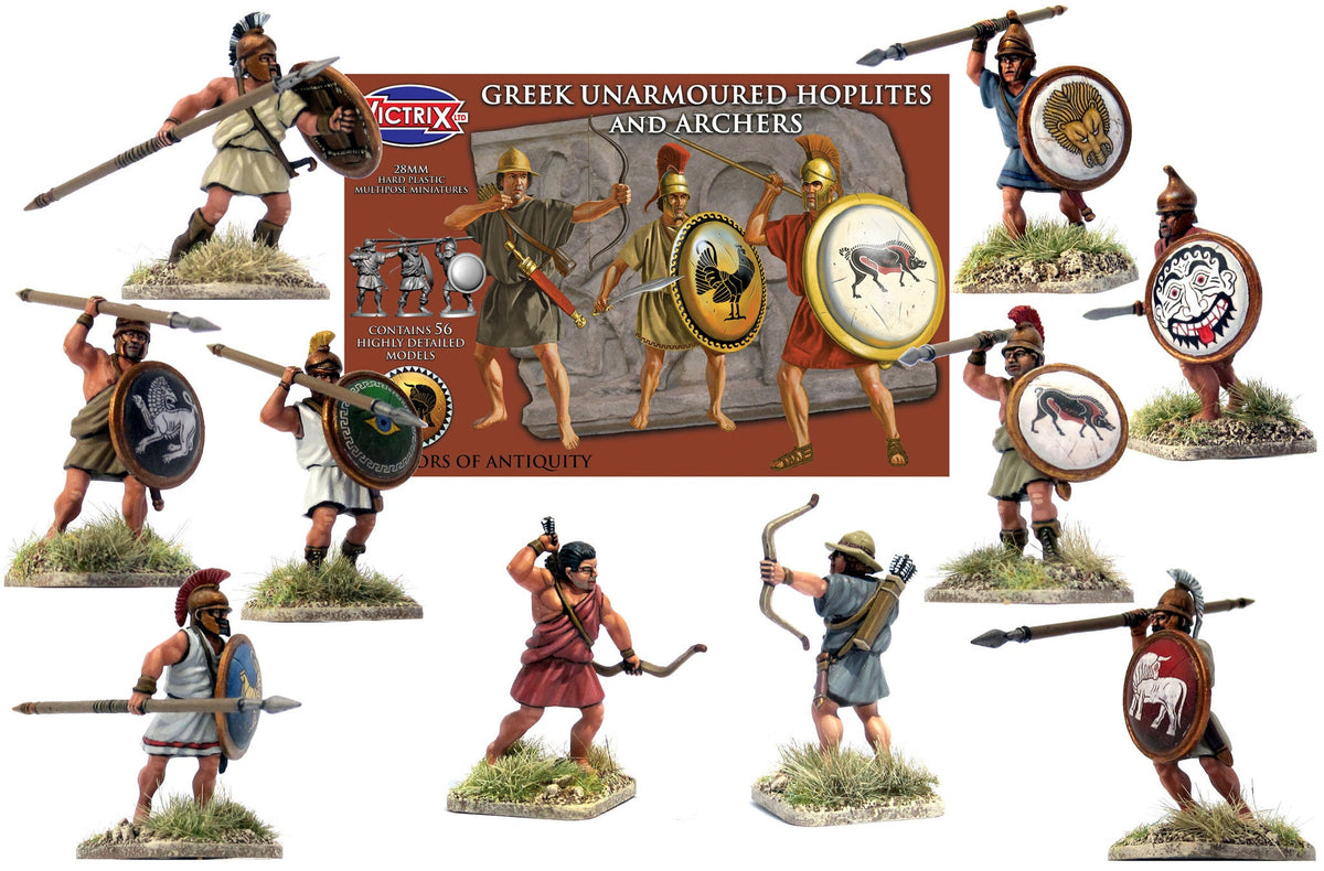 28mm Ancients - Greek Unarmoured Hoplites And Archers