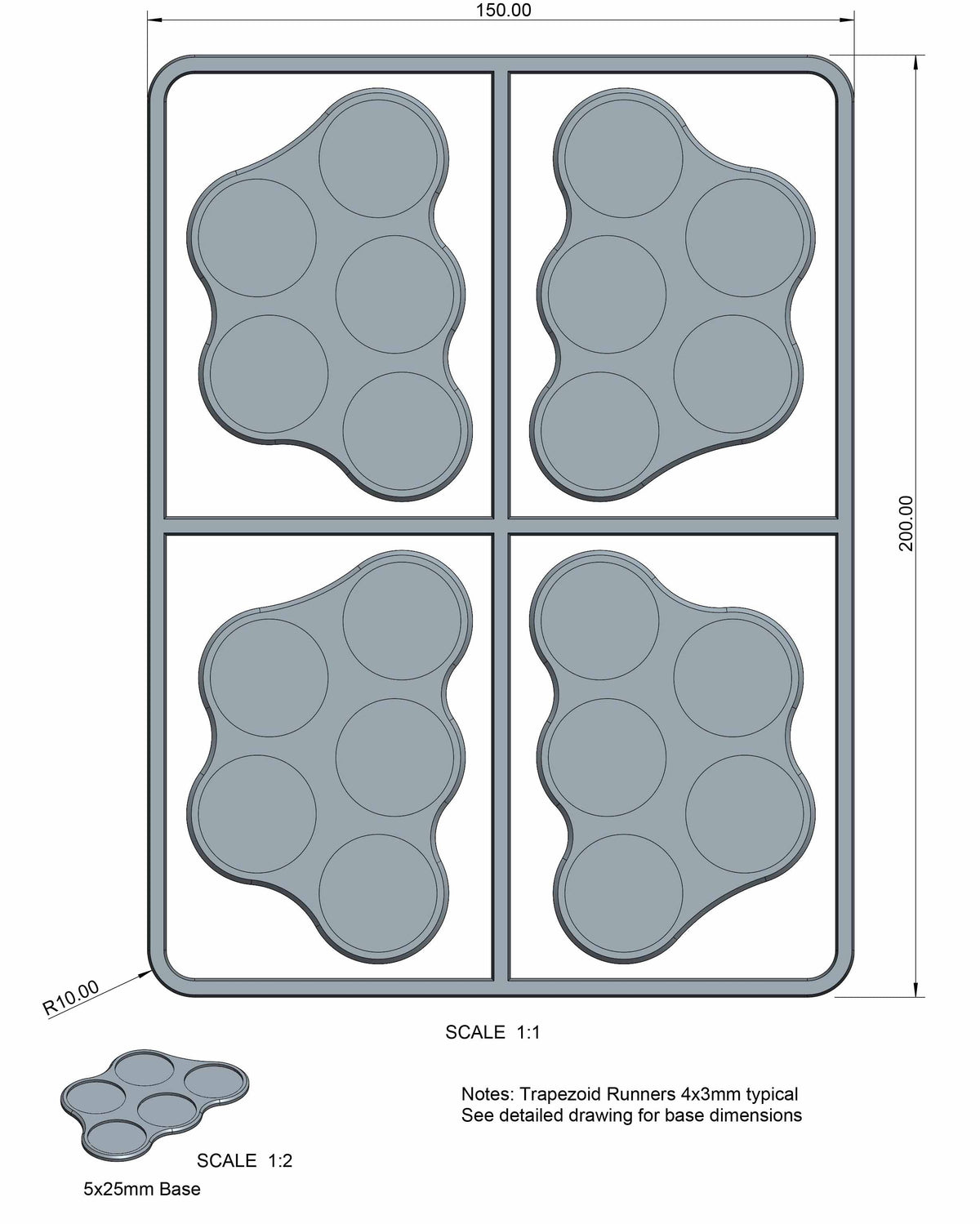 Basing Systems - Plastic Bases Set 8. Skirmish Movement Trays For 25mm Round Bases.