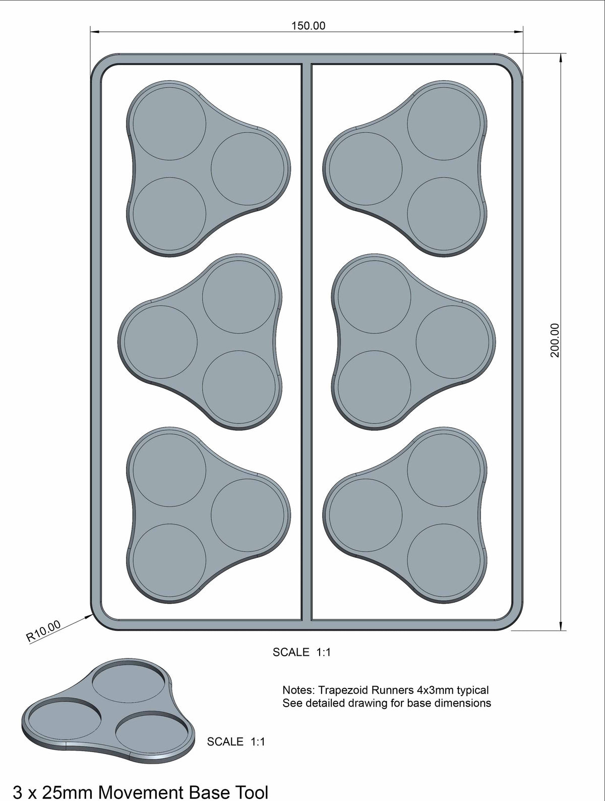 Basing Systems - Plastic Bases Set 9. Skirmish Movement Trays For 25mm Round Bases.